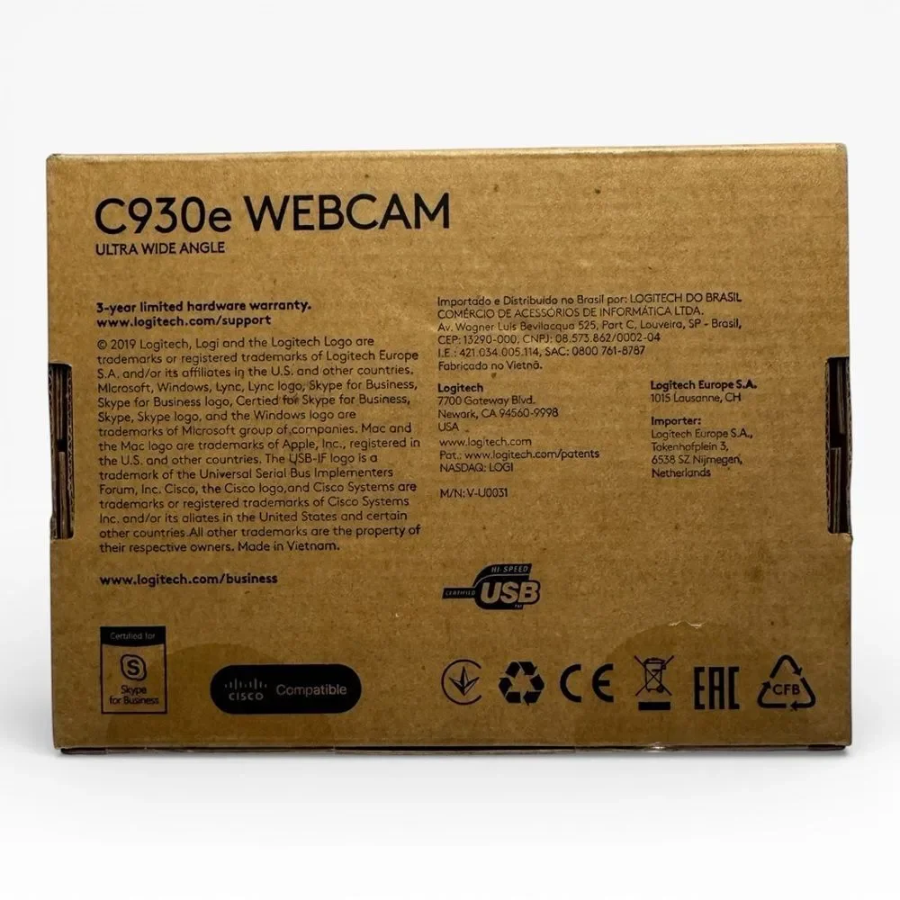 Logitech C930e Ultra Wide Angle Webcam - Brown Box